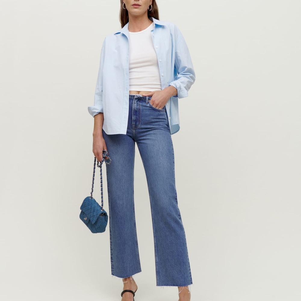 Reformation Mariah Cut Off Waistband Straight Jeans